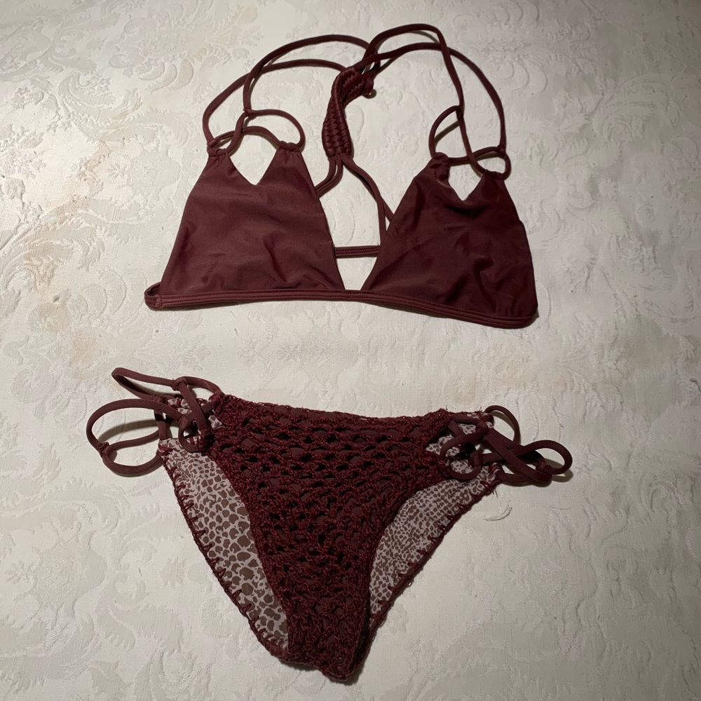 acacia swimwear maroon bikini